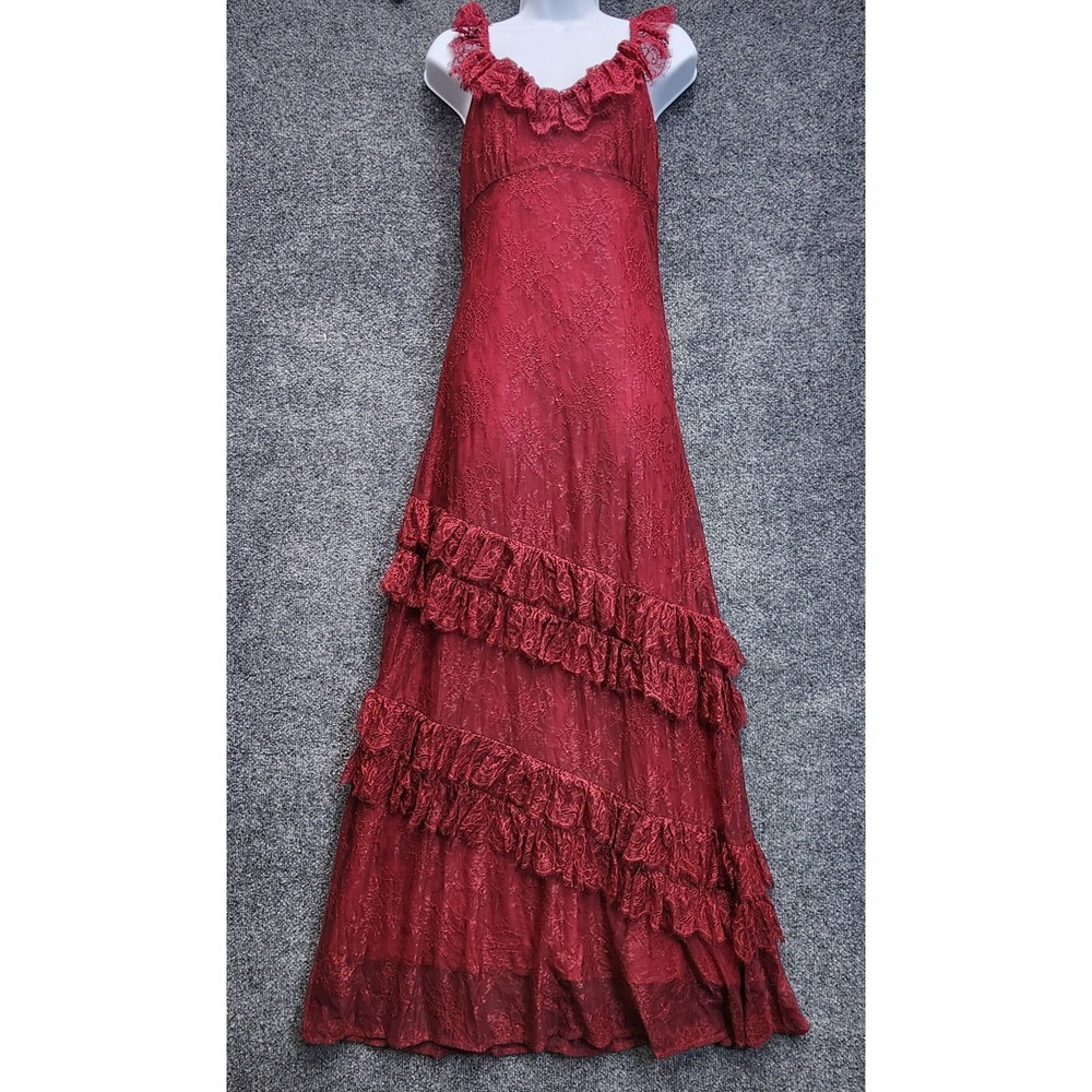 NWT Amy Jane London Women Lace Ruffle Romantic Boho Victorian Fairy Maxi Dress L